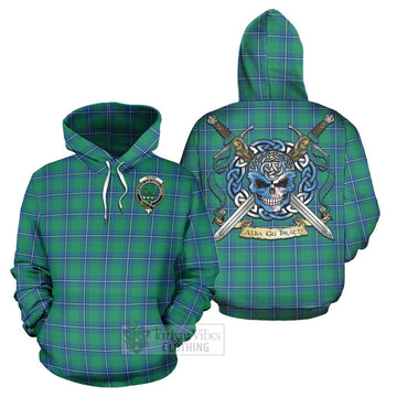 Irvine Tartan Hoodie with Family Crest Celtic Skull Style