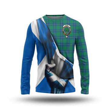 Irvine Tartan Long Sleeve T-Shirt with Family Crest Scotland Patriotic Style