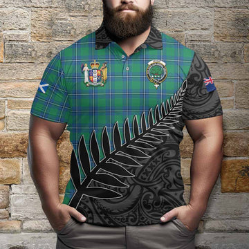 Irvine Crest Tartan Polo Shirt with New Zealand Silver Fern Half Style