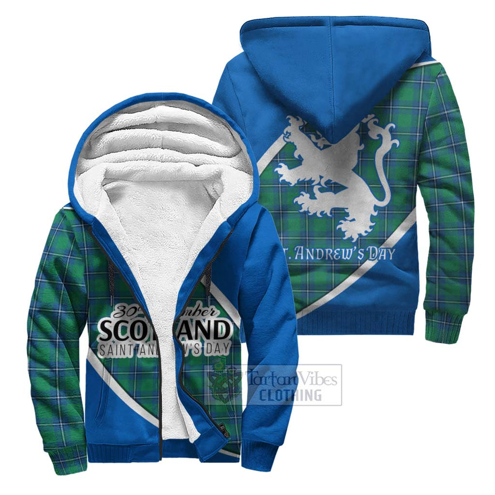 Tartan Vibes Clothing Irvine Family Crest Tartan Sherpa Hoodie Celebrate Saint Andrew's Day in Style