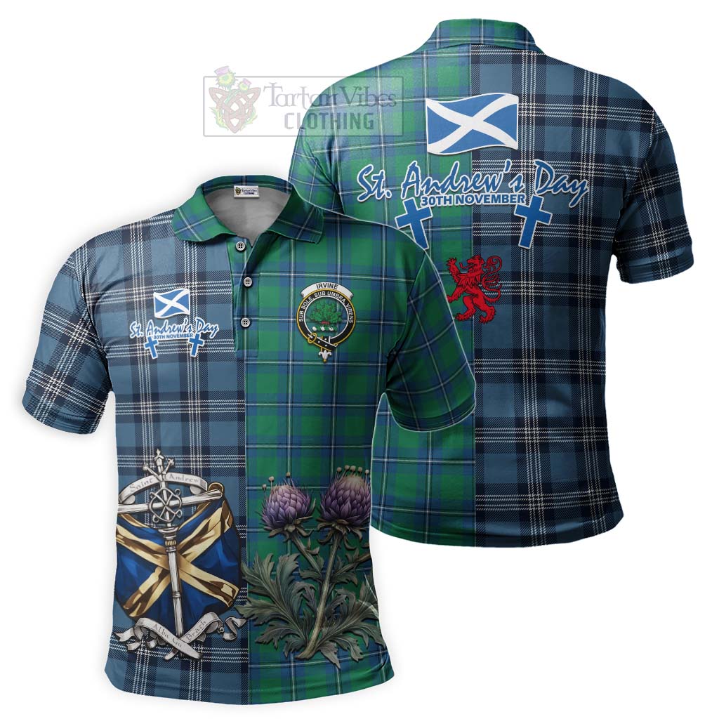 Tartan Vibes Clothing Irvine Tartan Polo Shirt Happy St. Andrew's Day Half Tartan Style