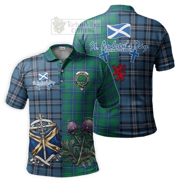 Irvine Tartan Polo Shirt Happy St. Andrew's Day Half Tartan Style