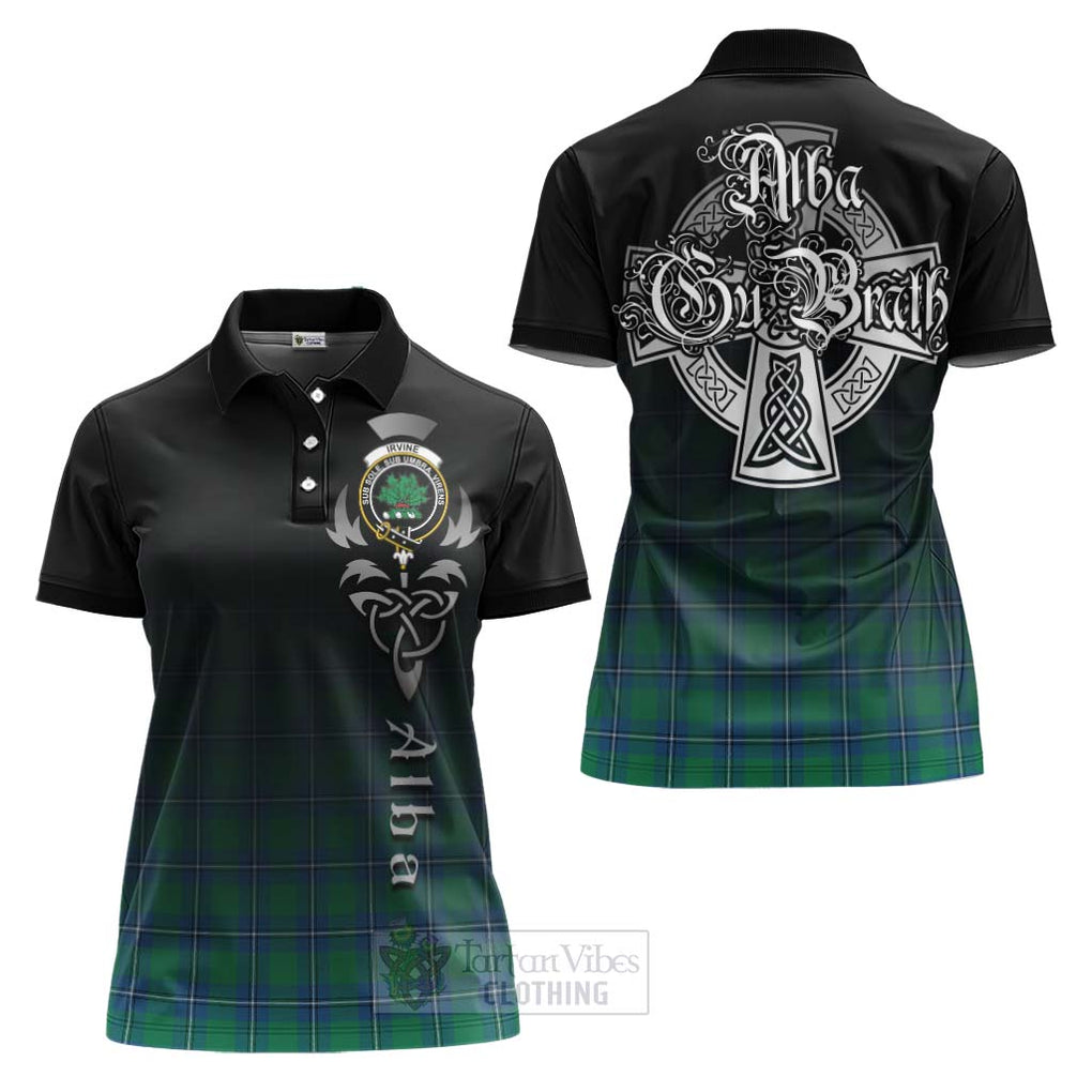 Tartan Vibes Clothing Irvine Tartan Women's Polo Shirt Featuring Alba Gu Brath Family Crest Celtic Inspired