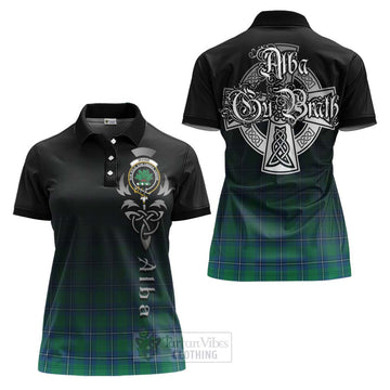 Irvine Tartan Women's Polo Shirt Featuring Alba Gu Brath Family Crest Celtic Inspired