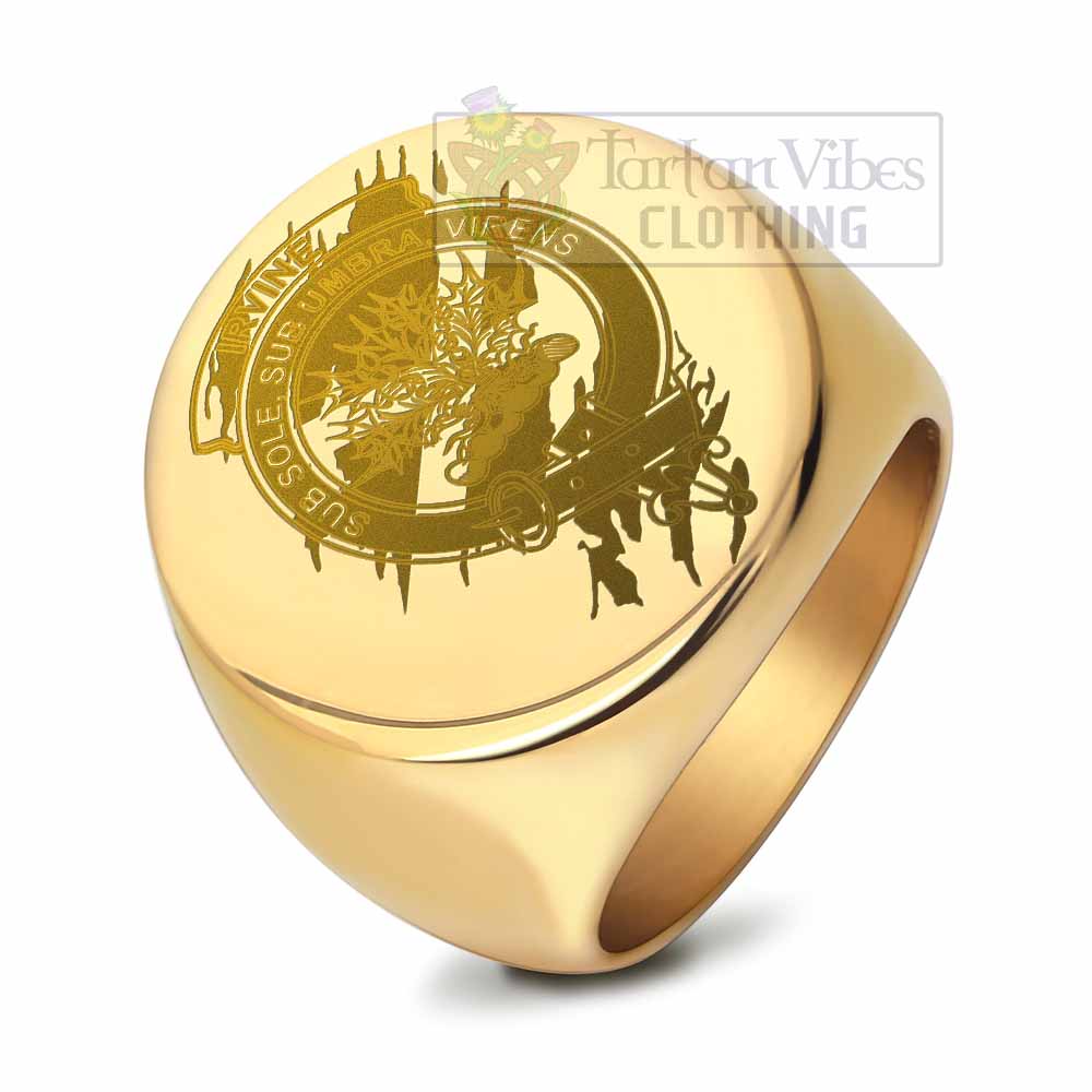 Tartan Vibes Clothing Irvine Clan Crest Engraved Ring Scotland In Me Style