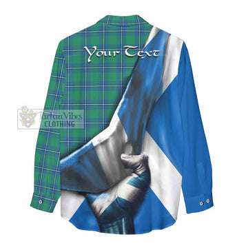 Irvine Tartan Women's Casual Shirt with Family Crest Scotland Patriotic Style