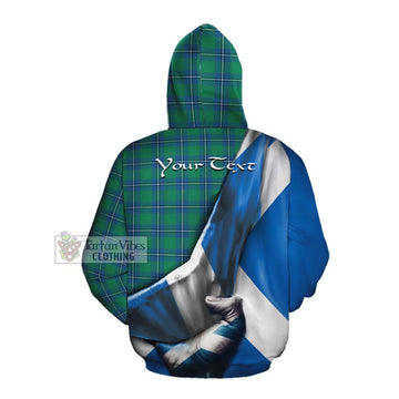 Irvine Tartan Cotton Hoodie with Family Crest Scotland Patriotic Style