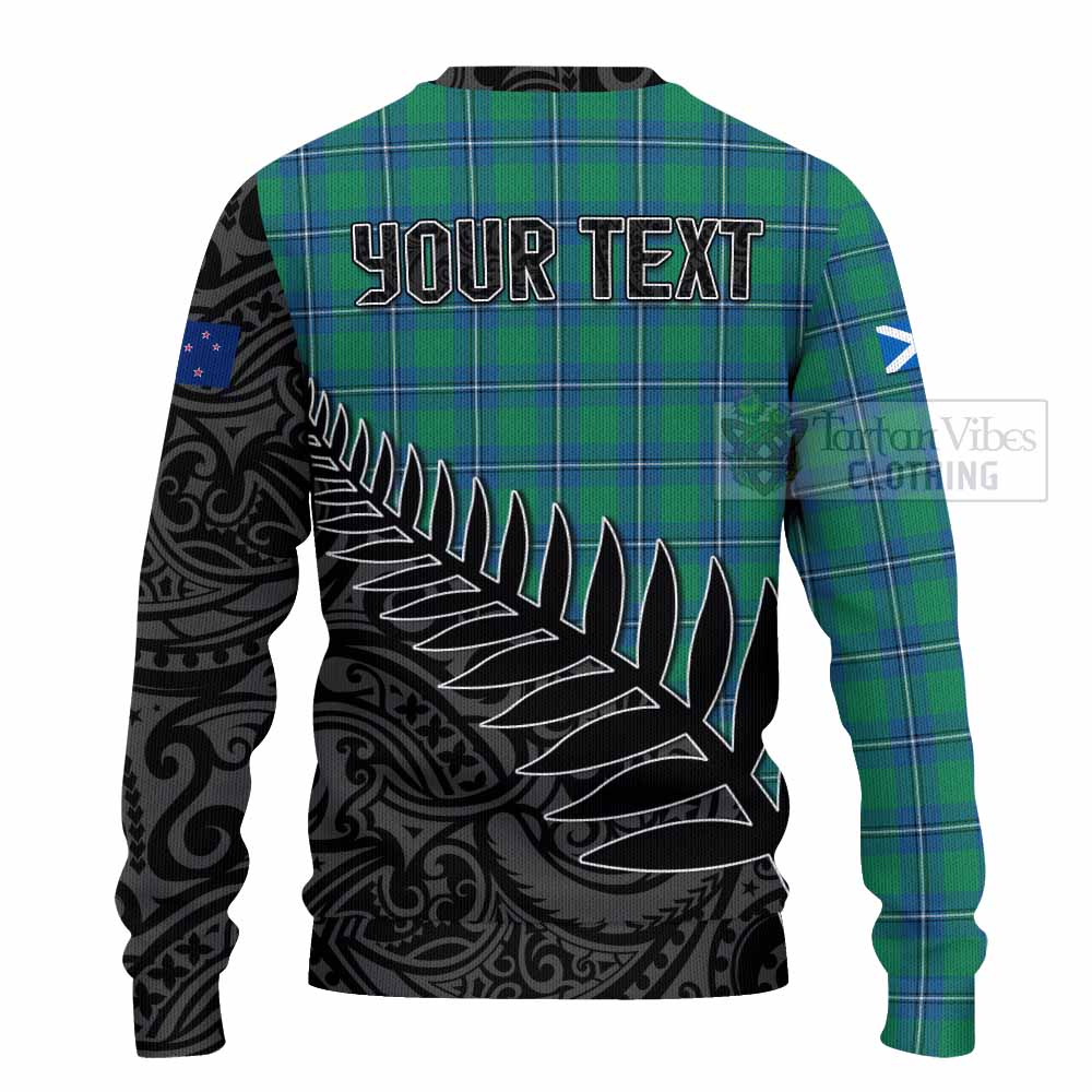 Tartan Vibes Clothing Irvine Crest Tartan Knitted Sweater with New Zealand Silver Fern Half Style