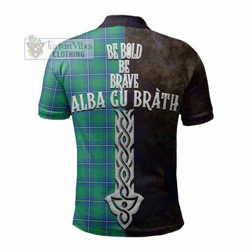 Irvine Tartan Family Crest Polo Shirt Alba Gu Brath Be Brave Lion Ancient Style - Tartan Vibes Clothing