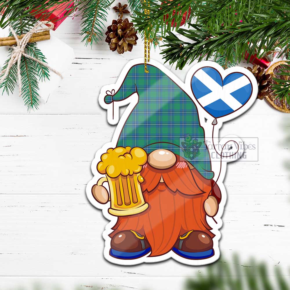 Tartan Vibes Clothing Irvine Tartan Gnome Holding Beer Glass Christmas Ornament with Personalized National Flag