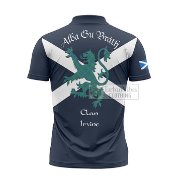 Irvine Tartan Lion Rampant Zipper Polo Shirt Proudly Display Your Heritage with Alba Gu Brath and Clan Name