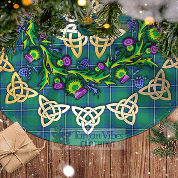 Irvine Tartan Christmas Tree Skirt with Thistle Celtic Knot Style