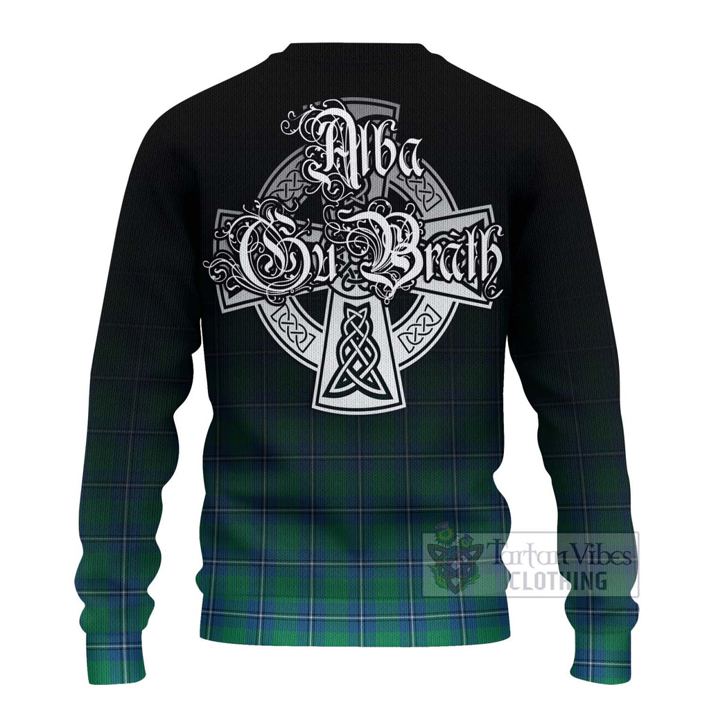 Tartan Vibes Clothing Irvine Tartan Knitted Sweater Featuring Alba Gu Brath Family Crest Celtic Inspired