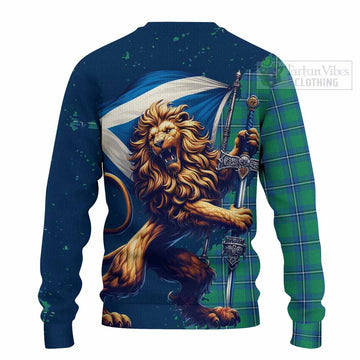 Irvine Tartan Family Crest Knitted Sweater with Scottish Majestic Lion