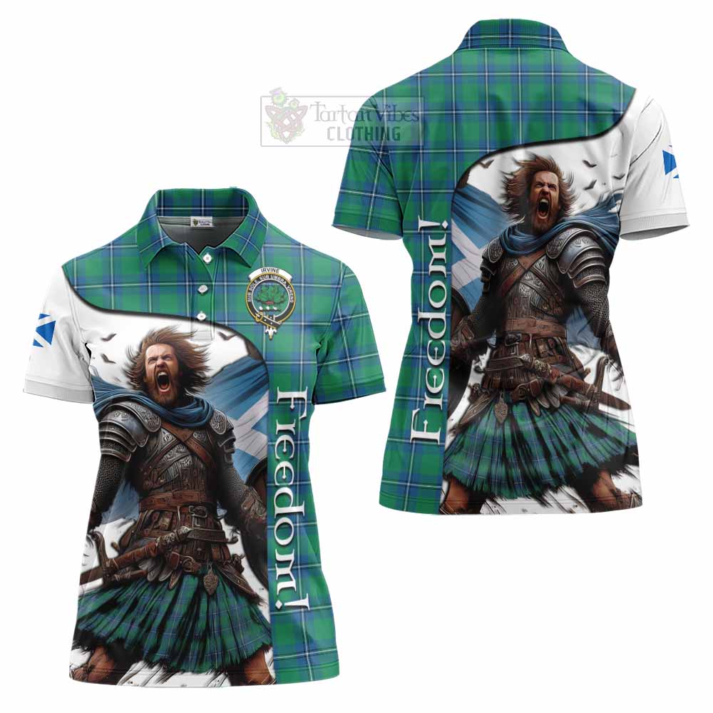 Tartan Vibes Clothing Irvine Crest Tartan Women's Polo Shirt Inspired by the Freedom of Scottish Warrior