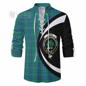 Irvine Tartan Ghillie Kilt Shirt with Family Crest Circle Style