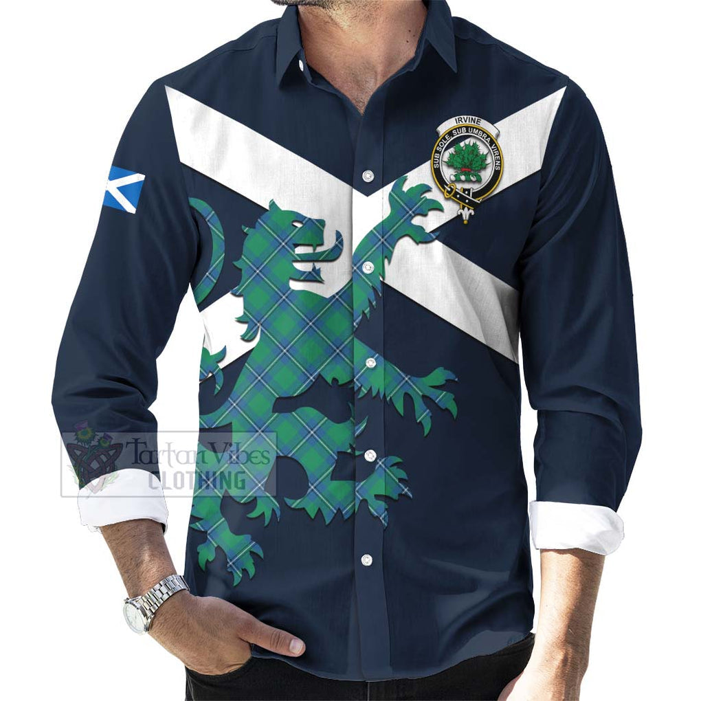 Tartan Vibes Clothing Irvine Tartan Lion Rampant Long Sleeve Button Shirt – Proudly Display Your Heritage with Alba Gu Brath and Clan Name