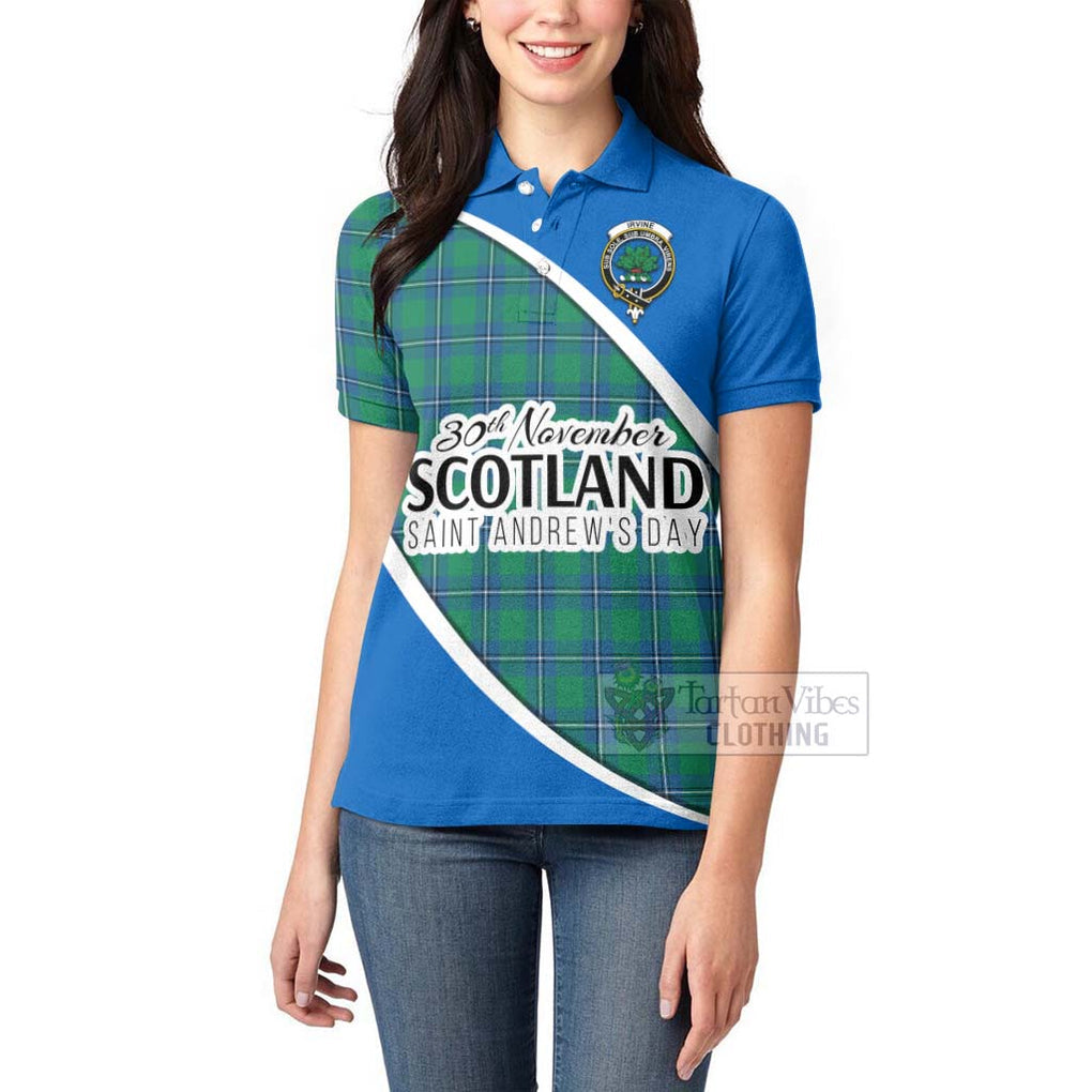 Tartan Vibes Clothing Irvine Family Crest Tartan Women's Polo Shirt Celebrate Saint Andrew's Day in Style