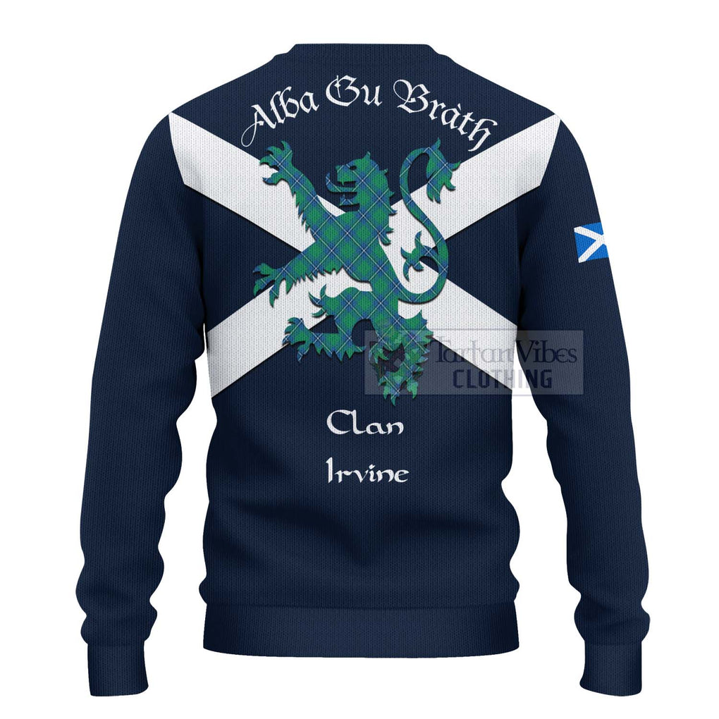 Tartan Vibes Clothing Irvine Tartan Lion Rampant Knitted Sweater – Proudly Display Your Heritage with Alba Gu Brath and Clan Name