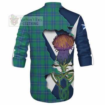 Irvine Tartan Family Crest Ghillie Kilt Shirt Scottish Thistle Celtic Inspired - Tartan Vibes Clothing
