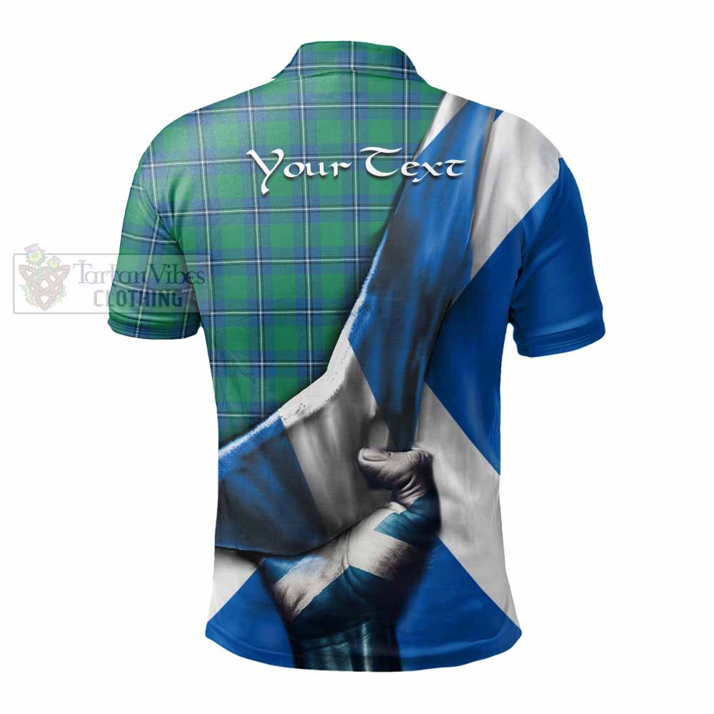 Tartan Vibes Clothing Irvine Tartan Polo Shirt with Family Crest Scotland Patriotic Style