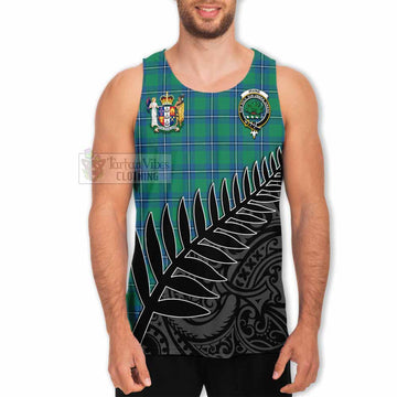 Irvine Crest Tartan Men's Tank Top with New Zealand Silver Fern Half Style