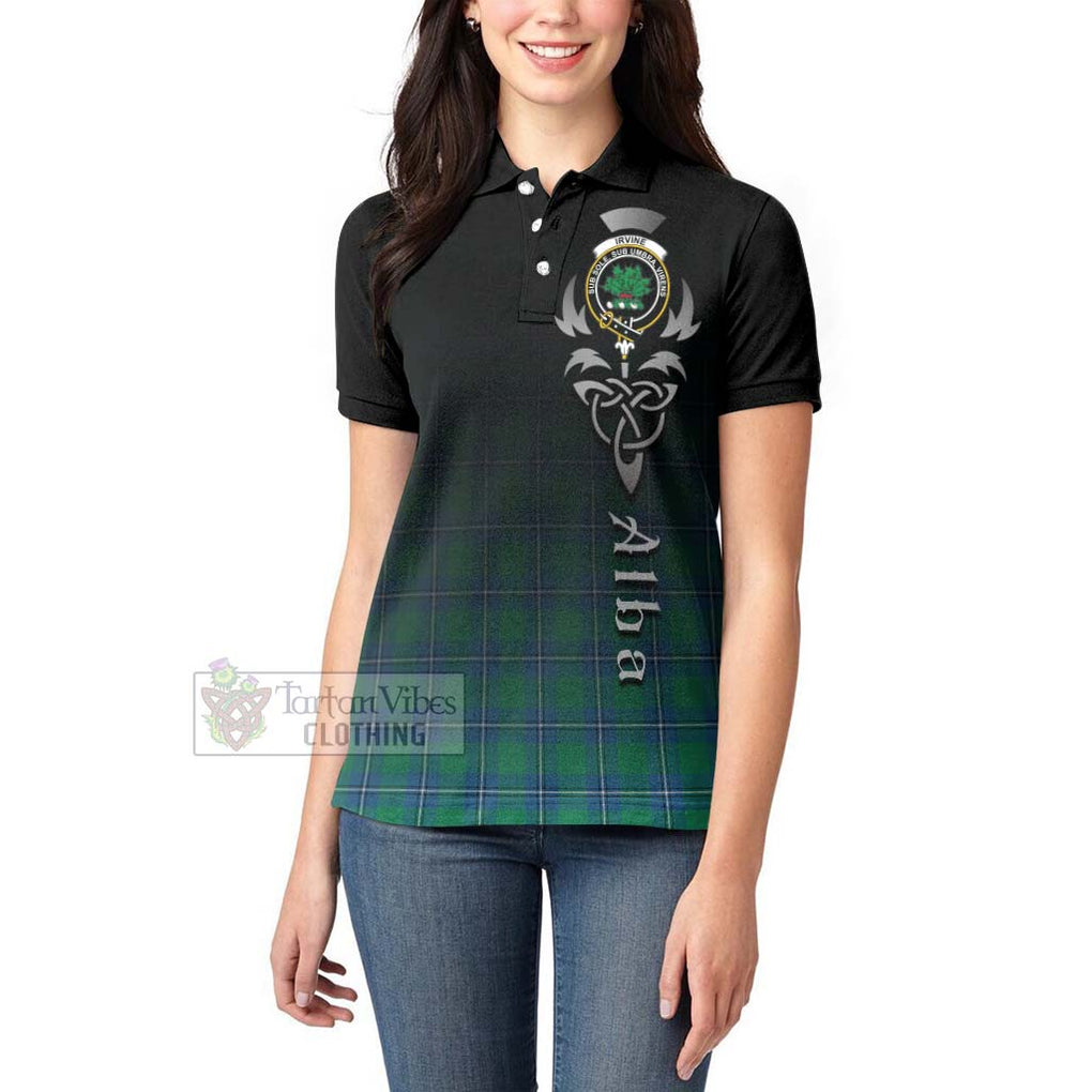 Tartan Vibes Clothing Irvine Tartan Women's Polo Shirt Featuring Alba Gu Brath Family Crest Celtic Inspired