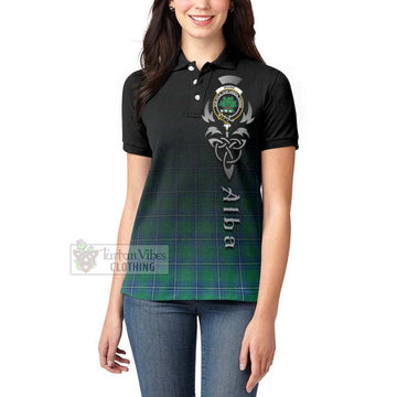 Irvine Tartan Women's Polo Shirt Featuring Alba Gu Brath Family Crest Celtic Inspired