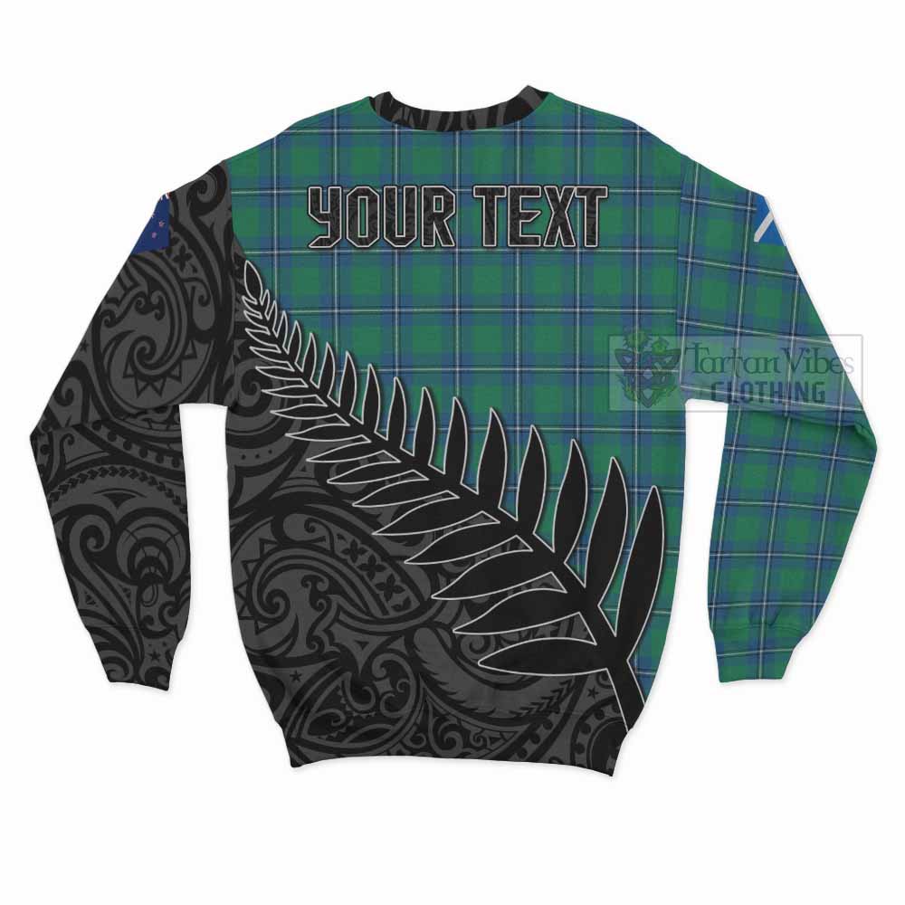 Tartan Vibes Clothing Irvine Crest Tartan Sweatshirt with New Zealand Silver Fern Half Style