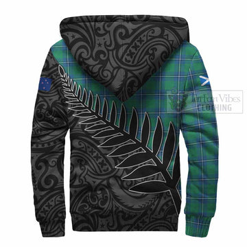 Irvine Crest Tartan Sherpa Hoodie with New Zealand Silver Fern Half Style