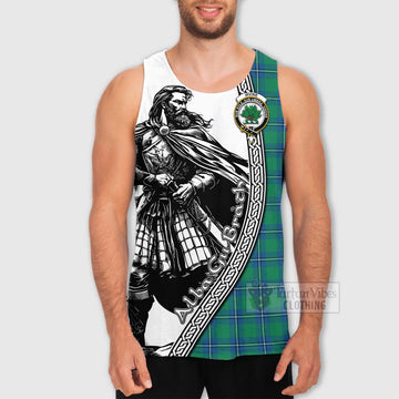 Irvine Tartan Clan Crest Men's Tank Top with Highlander Warrior Celtic Style