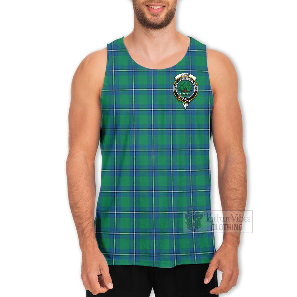 Tartan Vibes Clothing Irvine Tartan Men's Tank Top with Family Crest Celtic Skull Style