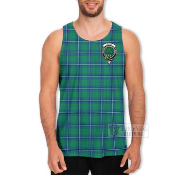 Irvine Tartan Men's Tank Top with Family Crest Celtic Skull Style