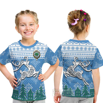 Irvine Clan Christmas Kid T-Shirt Celtic Reindeer Style