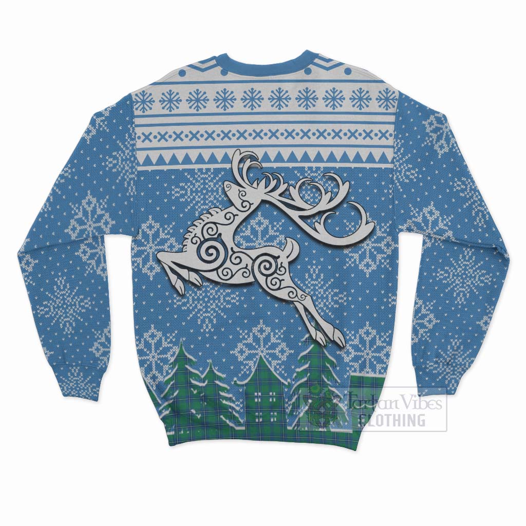 Tartan Vibes Clothing Irvine Clan Christmas Sweatshirt Celtic Reindeer Style