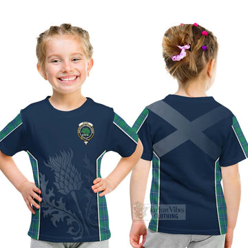 Irvine Tartan Kid T-Shirt with Family Crest and Scottish Thistle Vibes Sport Style