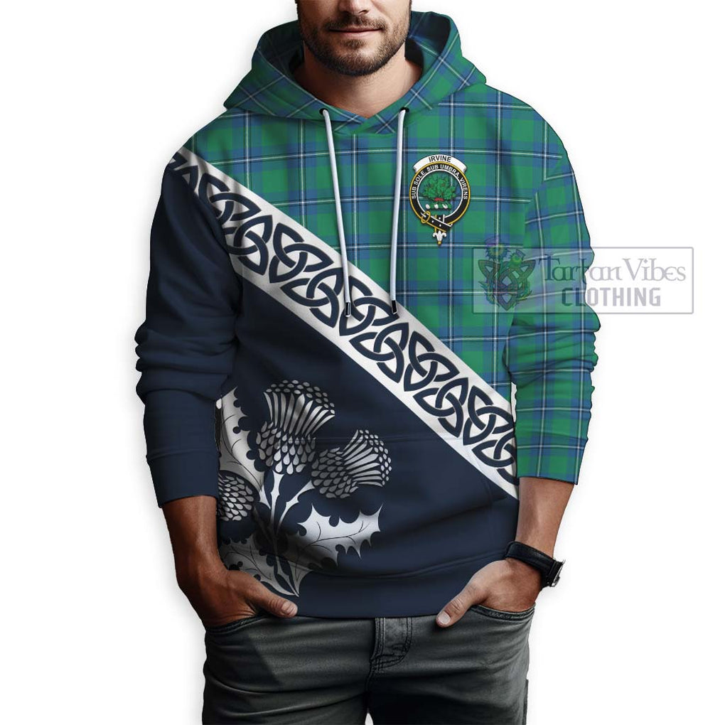 Tartan Vibes Clothing Irvine Tartan Hoodie Featuring Thistle and Scotland Map