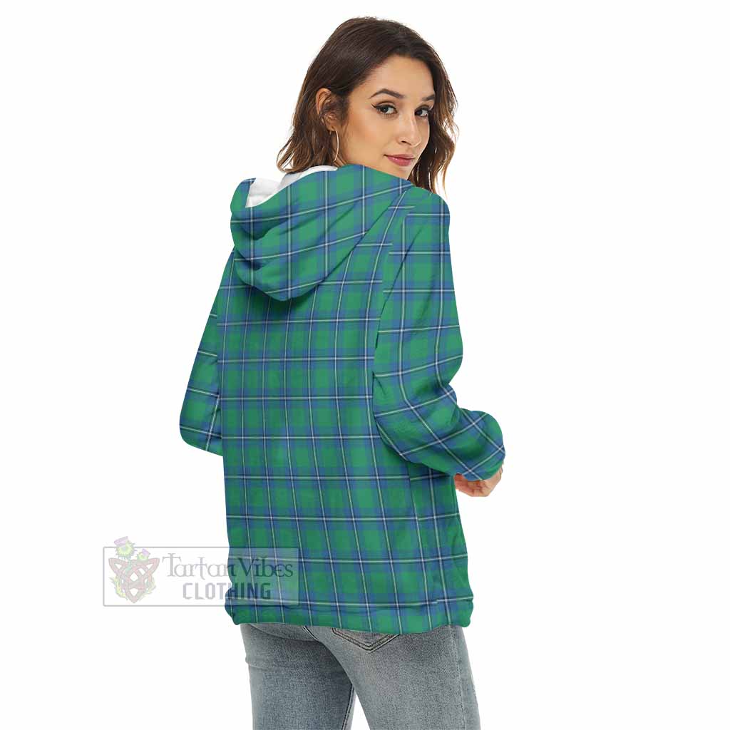 Tartan Vibes Clothing Irvine Tartan Women's Borg  Half Zip Fleece Hoodie