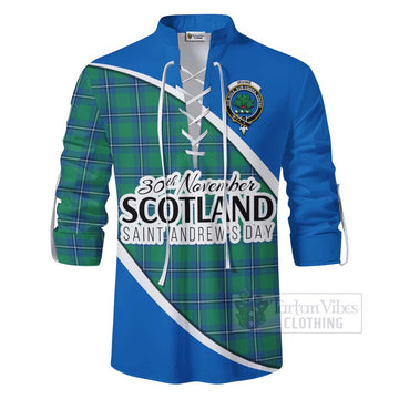 Irvine Family Crest Tartan Ghillie Kilt Shirt Celebrate Saint Andrew's Day in Style