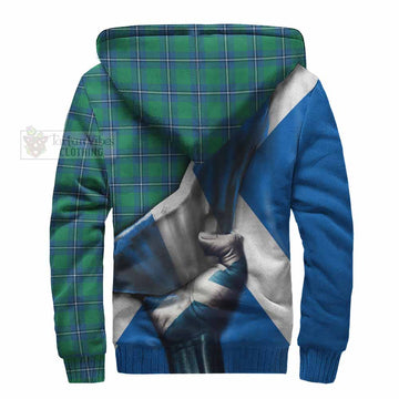 Irvine Tartan Sherpa Hoodie with Family Crest Scotland Patriotic Style