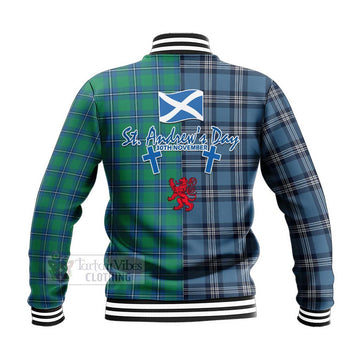 Irvine Tartan Baseball Jacket Happy St. Andrew's Day Half Tartan Style