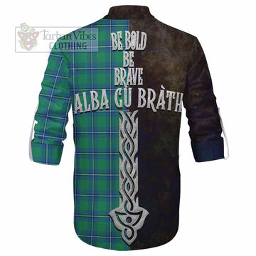 Irvine Tartan Family Crest Ghillie Kilt Shirt Alba Gu Brath Be Brave Lion Ancient Style - Tartan Vibes Clothing