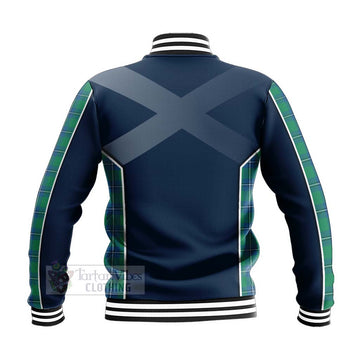 Irvine Tartan Baseball Jacket with Family Crest and Scottish Thistle Vibes Sport Style