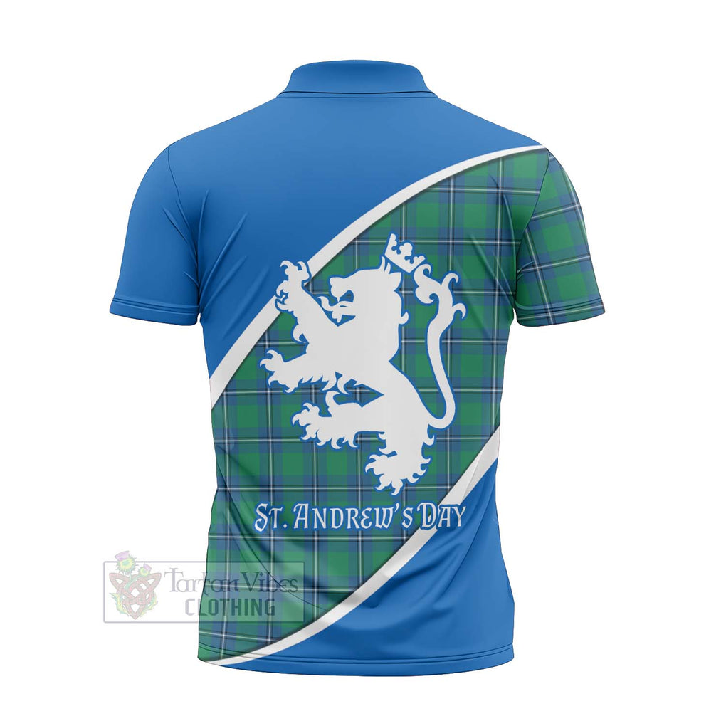 Tartan Vibes Clothing Irvine Family Crest Tartan Zipper Polo Shirt Celebrate Saint Andrew's Day in Style