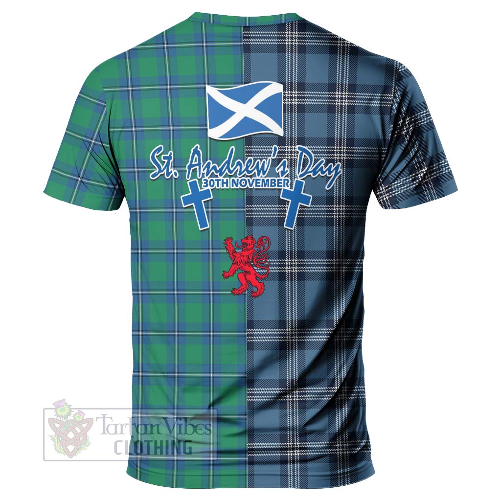 Tartan Vibes Clothing Irvine Tartan T-Shirt Happy St. Andrew's Day Half Tartan Style