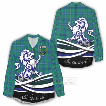 Irvine Tartan Women's Casual Shirt with Alba Gu Brath Regal Lion Emblem