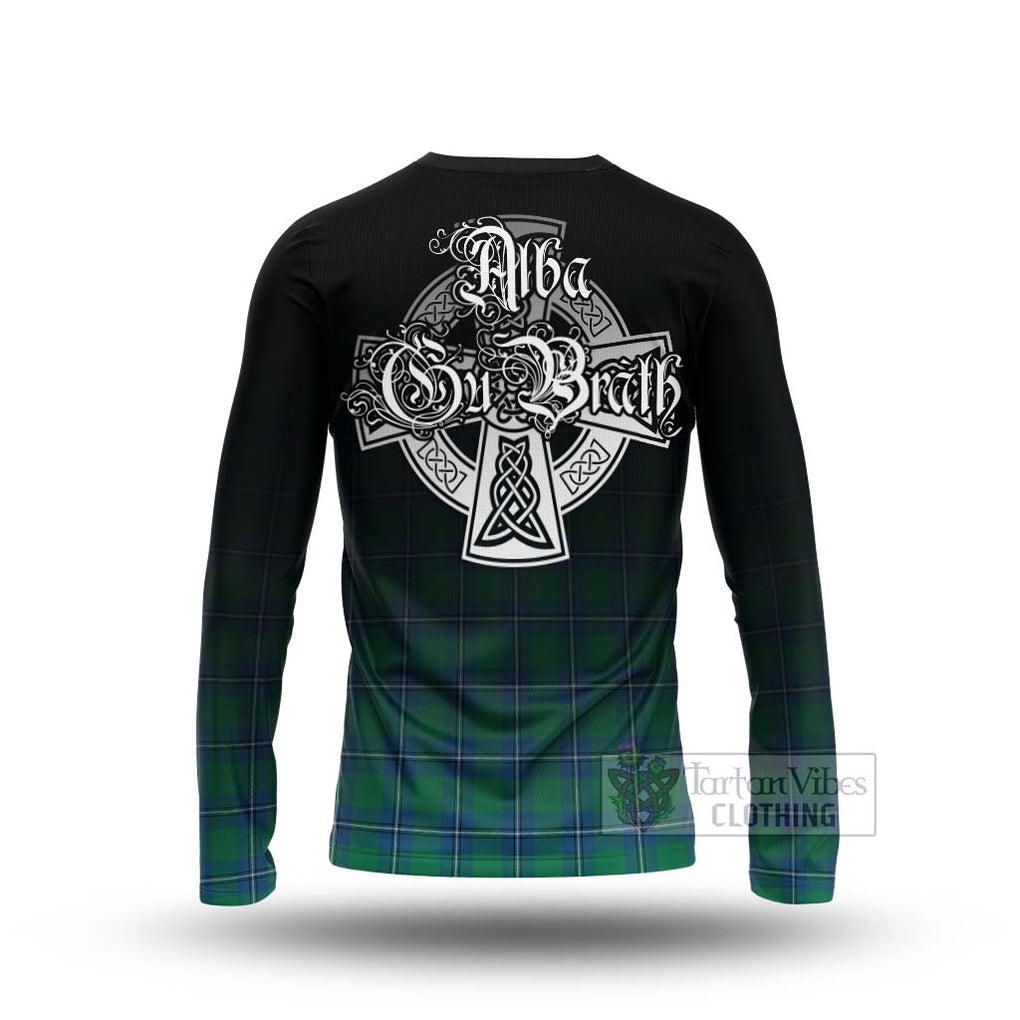 Tartan Vibes Clothing Irvine Tartan Long Sleeve T-Shirt Featuring Alba Gu Brath Family Crest Celtic Inspired