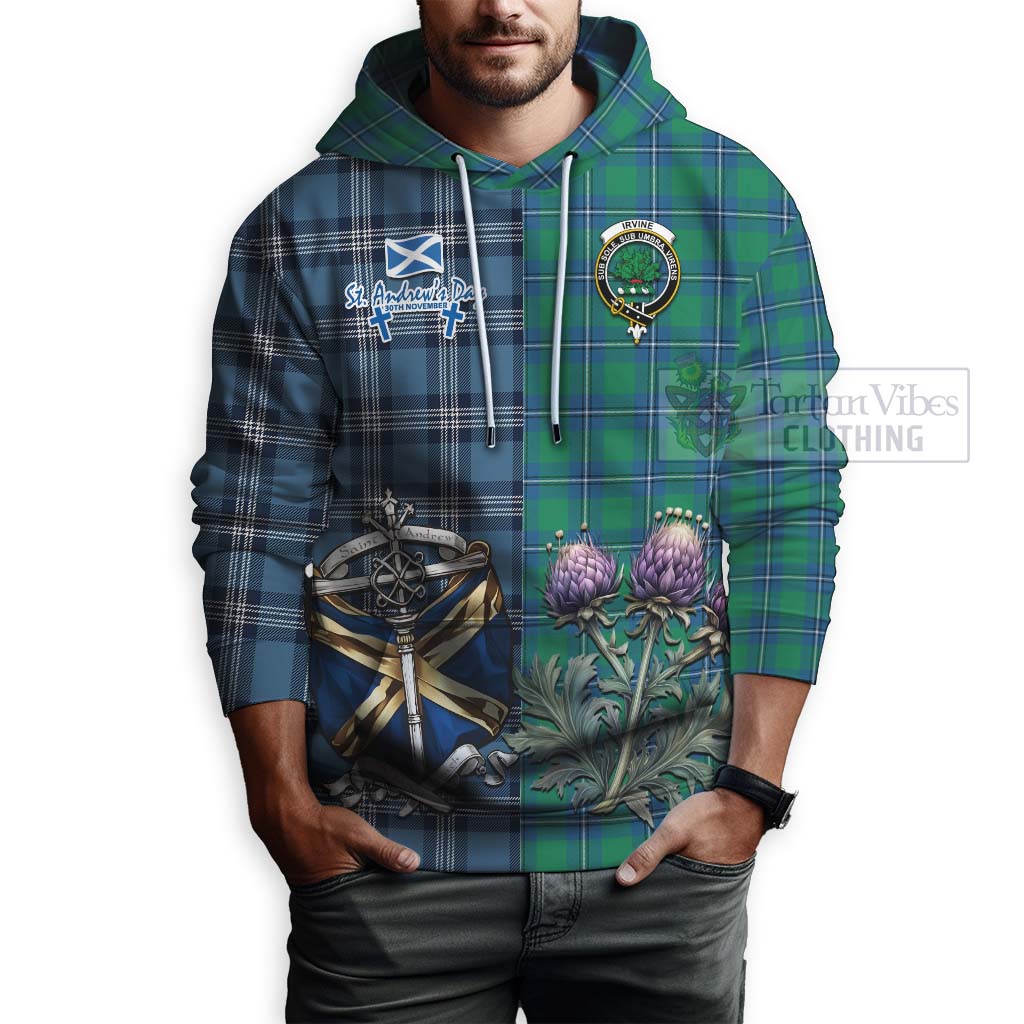 Tartan Vibes Clothing Irvine Tartan Hoodie Happy St. Andrew's Day Half Tartan Style