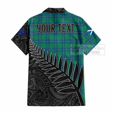 Irvine Crest Tartan Short Sleeve Button Shirt with New Zealand Silver Fern Half Style