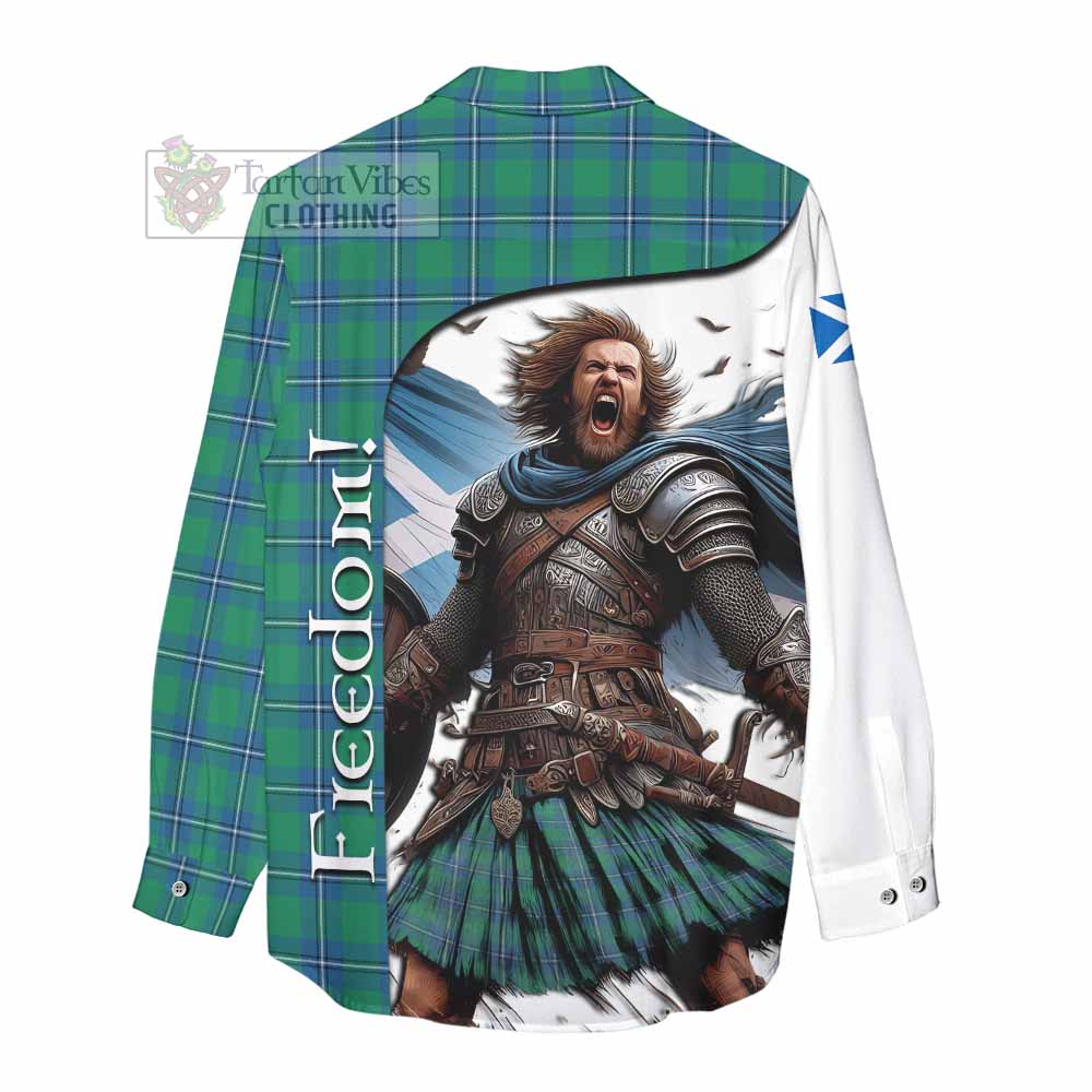 Tartan Vibes Clothing Irvine Crest Tartan Women's Casual Shirt Inspired by the Freedom of Scottish Warrior